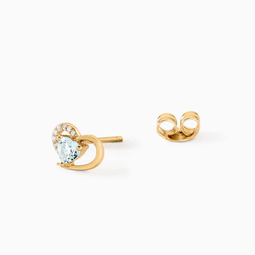 Boucles D'Oreilles Puces Creighton Argent Dor&eacute; A L'Or 750/1000 Topaze Oxyde De Zirconium - Clous d'oreilles Femme | Histoire d&rsquo;Or