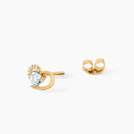 Boucles D'Oreilles Puces Creighton Argent Dor&eacute; A L'Or 750/1000 Topaze Oxyde De Zirconium - Clous d'oreilles Femme | Histoire d&rsquo;Or