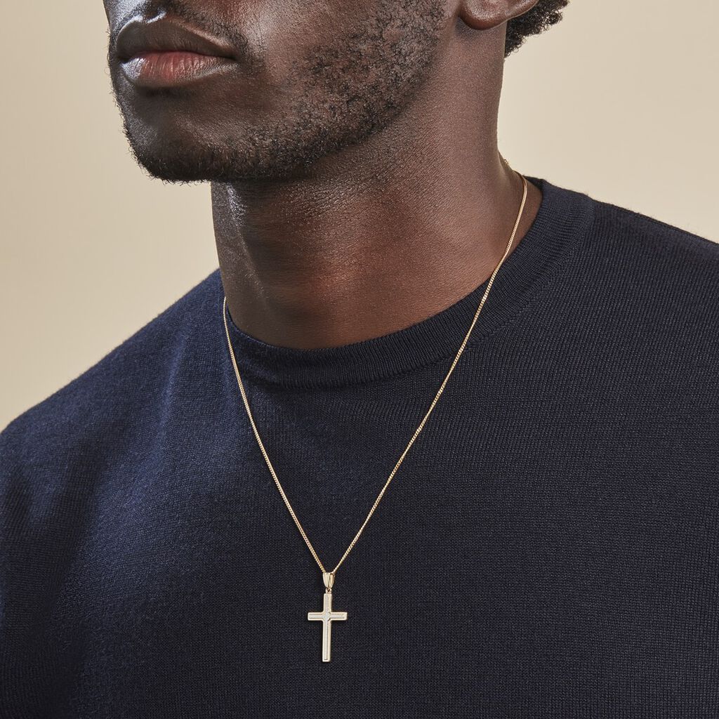 Pendentif Benny Croix Ciselee Or Bicolore - Pendentifs Baptême Famille | Histoire d’Or
