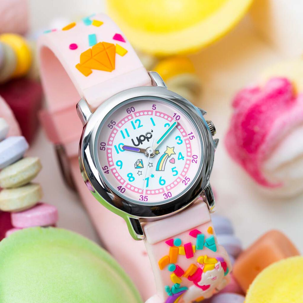 Montre Upp Fuzzy Rose Et Blanc - Id&eacute;es cadeaux Enfant | Histoire d&rsquo;Or