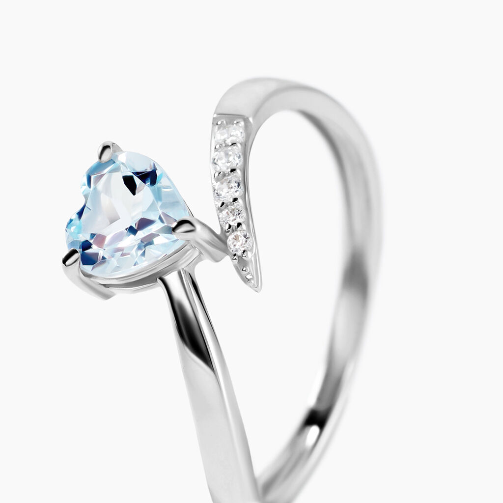 Bague Eva Or Blanc Topaze Et Oxyde De Zirconium - Bagues solitaires Femme | Histoire d&rsquo;Or