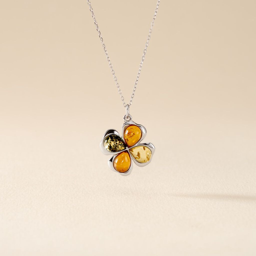 Collier Oviya Argent Blanc Ambre - Colliers fantaisie Femme | Histoire d’Or