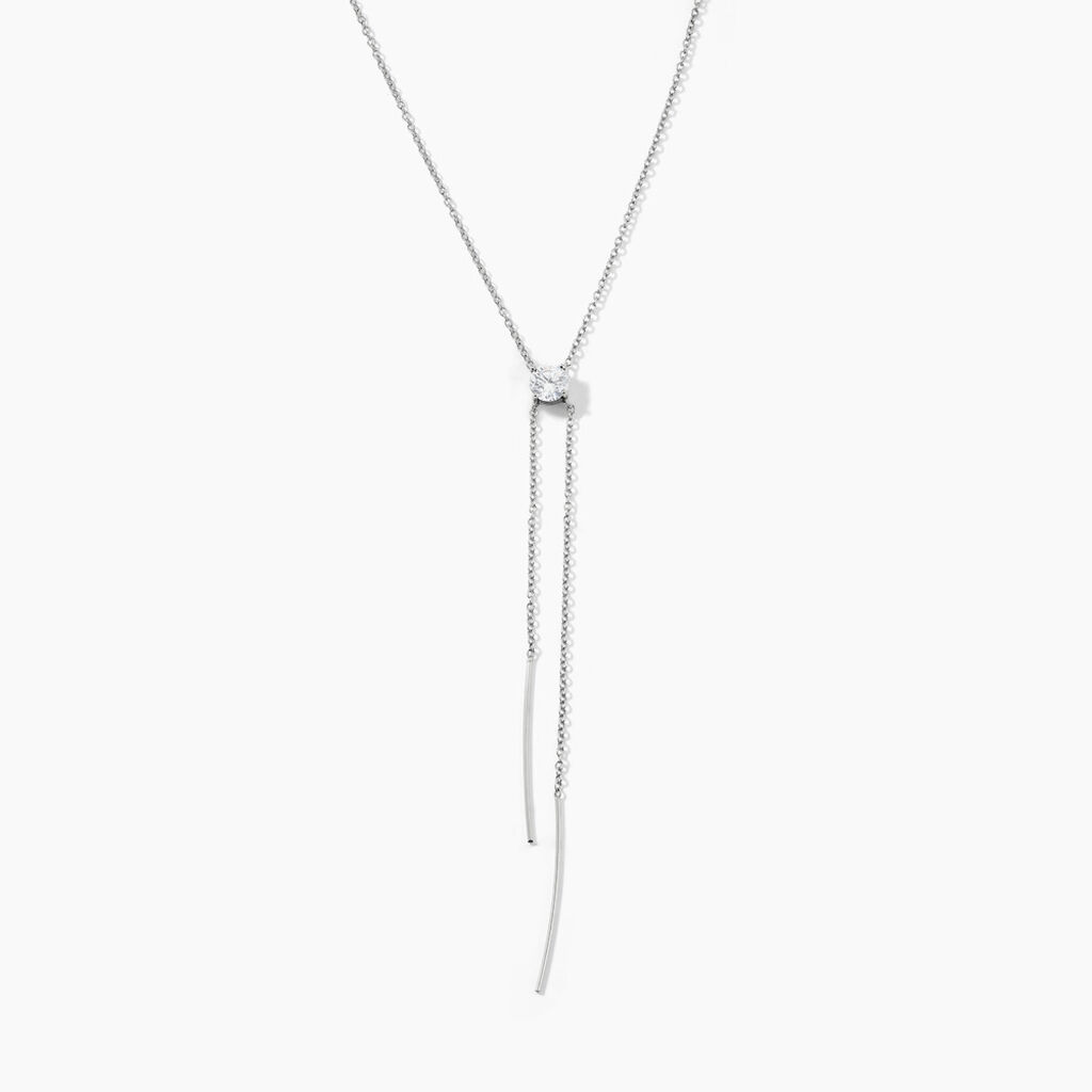 Collier Erika Argent Blanc Oxyde De Zirconium - Colliers fantaisie Femme | Histoire d&rsquo;Or