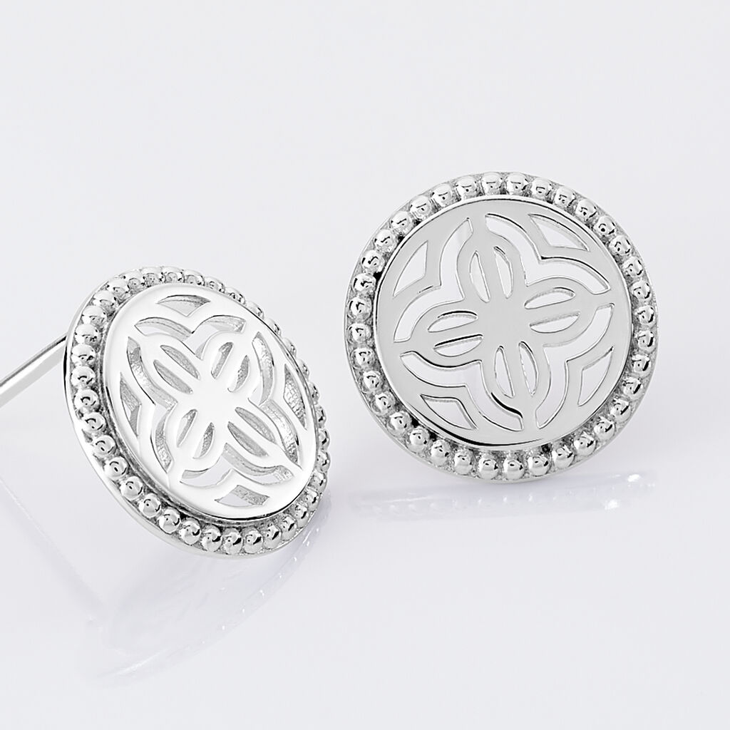 Boucles D'oreilles Puces Laetizia Celine Argent Blanc - Boucles d'oreilles fantaisie Femme | Histoire d’Or