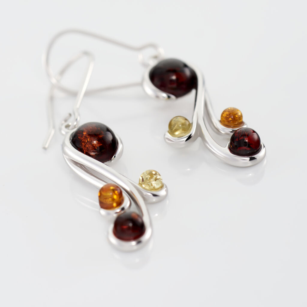 Boucles D'oreilles Pendantes Alexa Argent Blanc Ambre - Boucles d'oreilles fantaisie Femme | Histoire d’Or