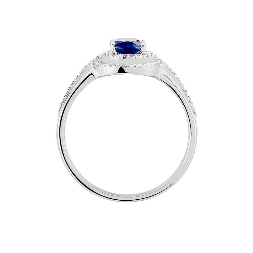 Bague Justine Or Blanc Saphir Et Diamant - Bagues solitaires Femme | Histoire d’Or