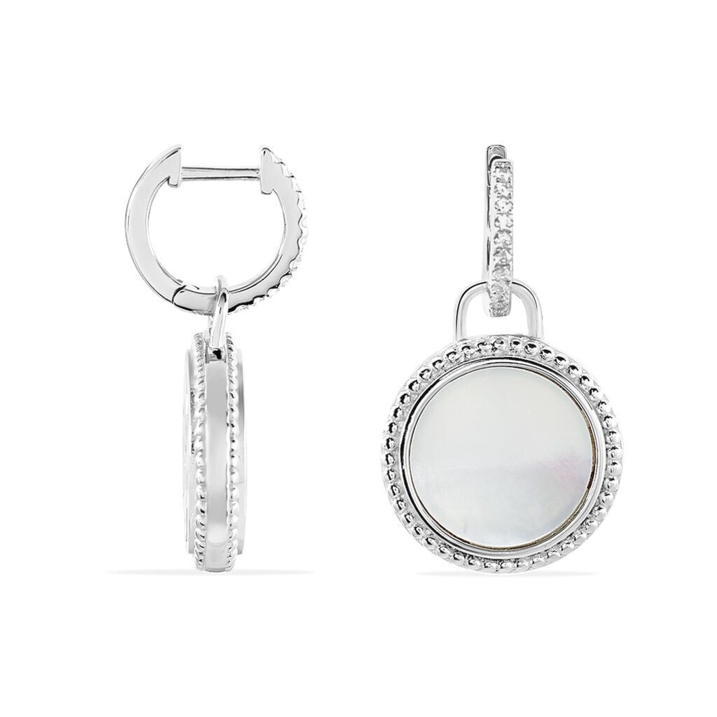 Boucles D'oreilles Pendantes Laetizia Celine Argent Blanc Nacre - Boucles d'oreilles fantaisie Femme | Histoire d&rsquo;Or