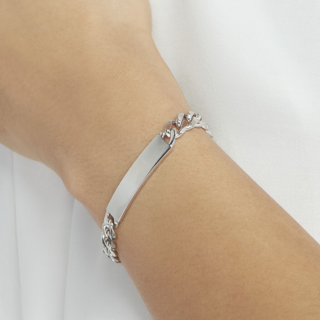 Bracelet Identité Casper Argent Blanc - Gourmettes Femme | Histoire d’Or