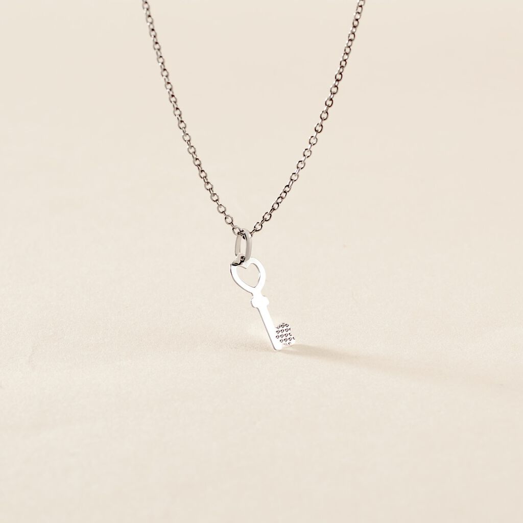 Pendentif Fatilia Clef Coeur Or Blanc - Pendentifs Femme | Histoire d&rsquo;Or