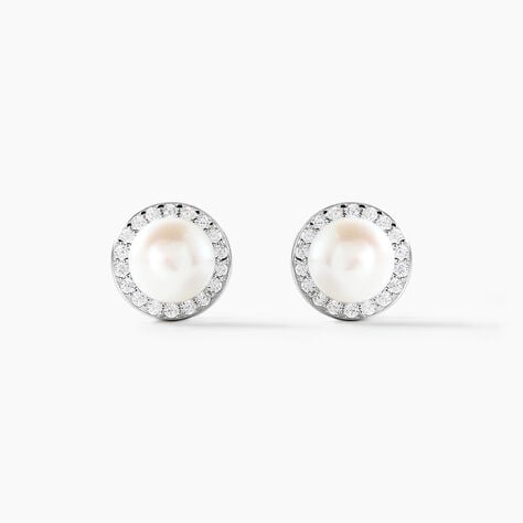 Boucles D'oreilles Clips Argent Blanc Valerio Perles Oxydes - Boucles d'oreilles fantaisie Femme | Histoire d’Or