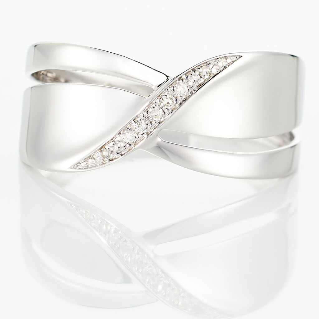 Bague Camomille Or Blanc Diamant - Bagues avec pierre Femme | Histoire d’Or