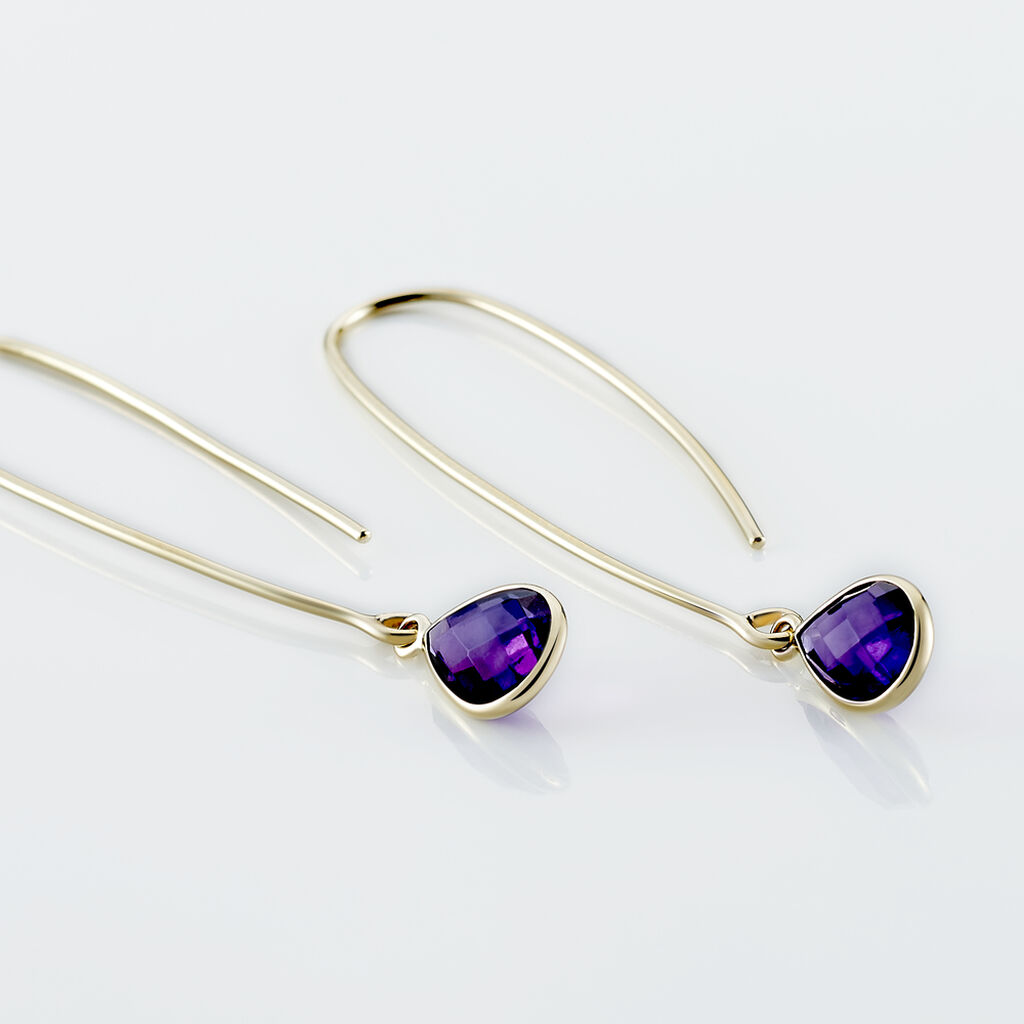 Créoles Phie Poire Or Jaune Amethyste - Boucles d'oreilles créoles Femme | Histoire d’Or