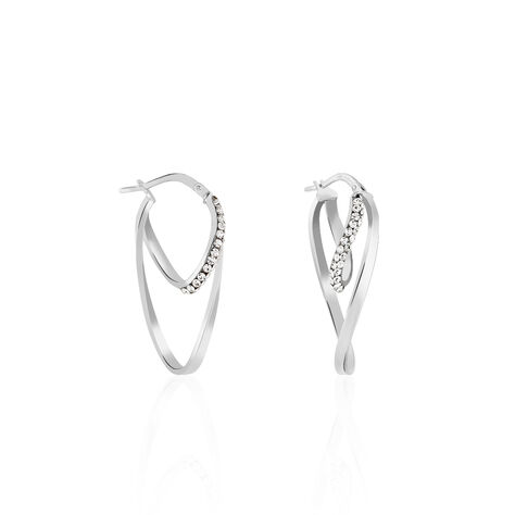 Créoles Luna Or Blanc Strass - Boucles d'oreilles créoles Femme | Histoire d’Or