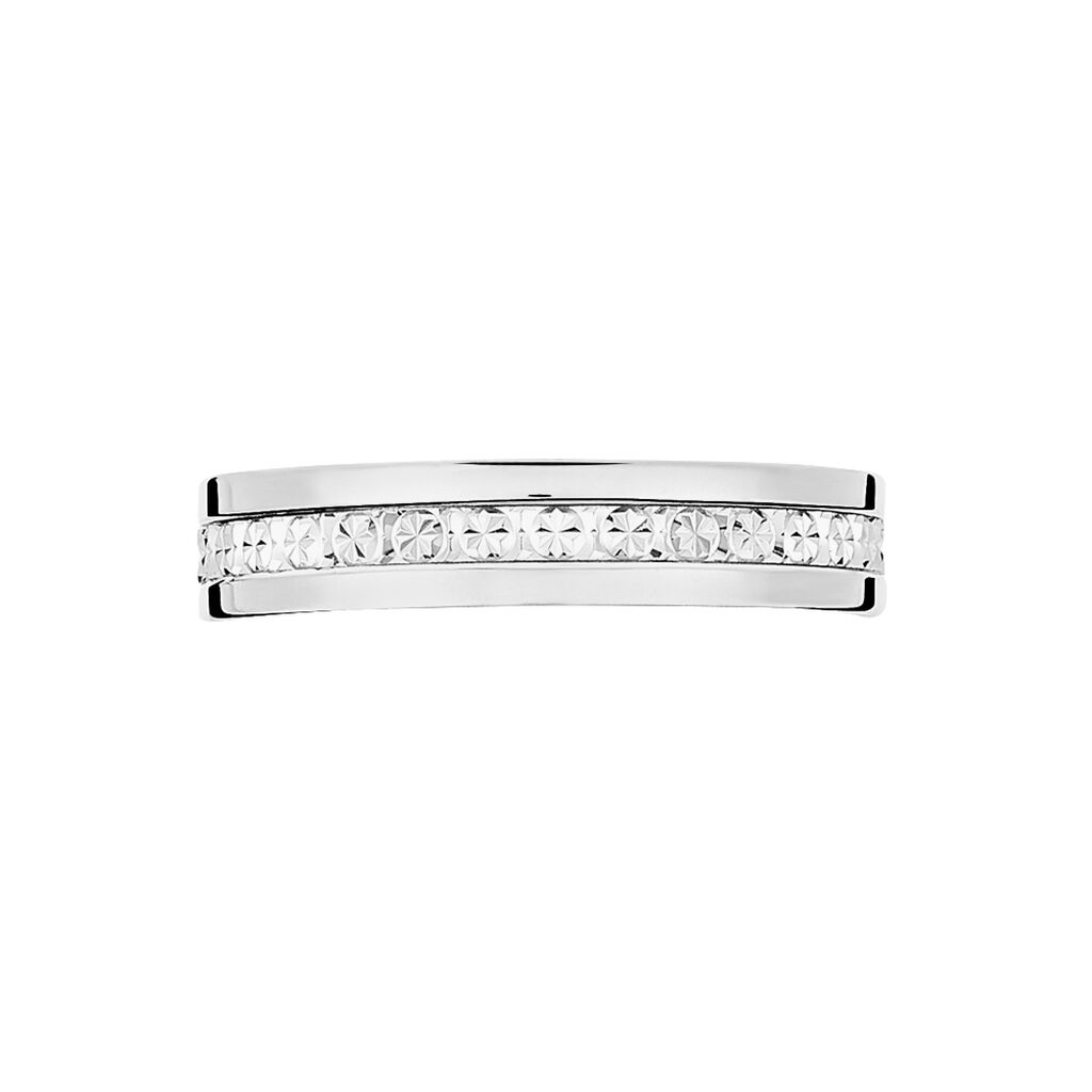 Alliance Fantaisie Diamantee Ruban Plat Or Blanc - Alliances Femme | Histoire d’Or
