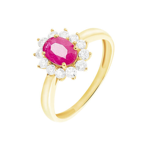 Bague Or Jaune Rubis Diamants - Bagues solitaires Femme | Histoire d’Or