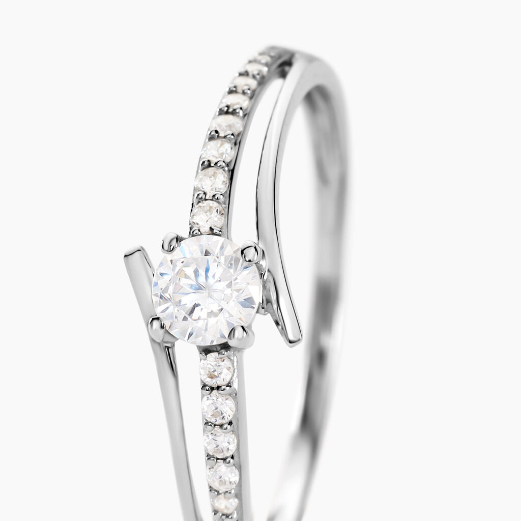 Bague April Or Blanc Oxyde De Zirconium - Bagues solitaires Femme | Histoire d&rsquo;Or