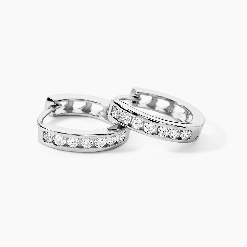 Cr&eacute;oles Anne-sixtine Argent Blanc Oxyde De Zirconium - Boucles d'oreilles cr&eacute;oles Femme | Histoire d&rsquo;Or