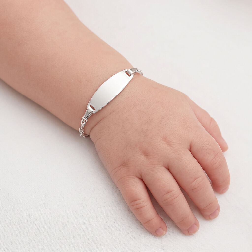 Bracelet Identit&eacute; Ericka Maille Singapour Or Blanc - Bracelets Communion Enfant | Histoire d&rsquo;Or