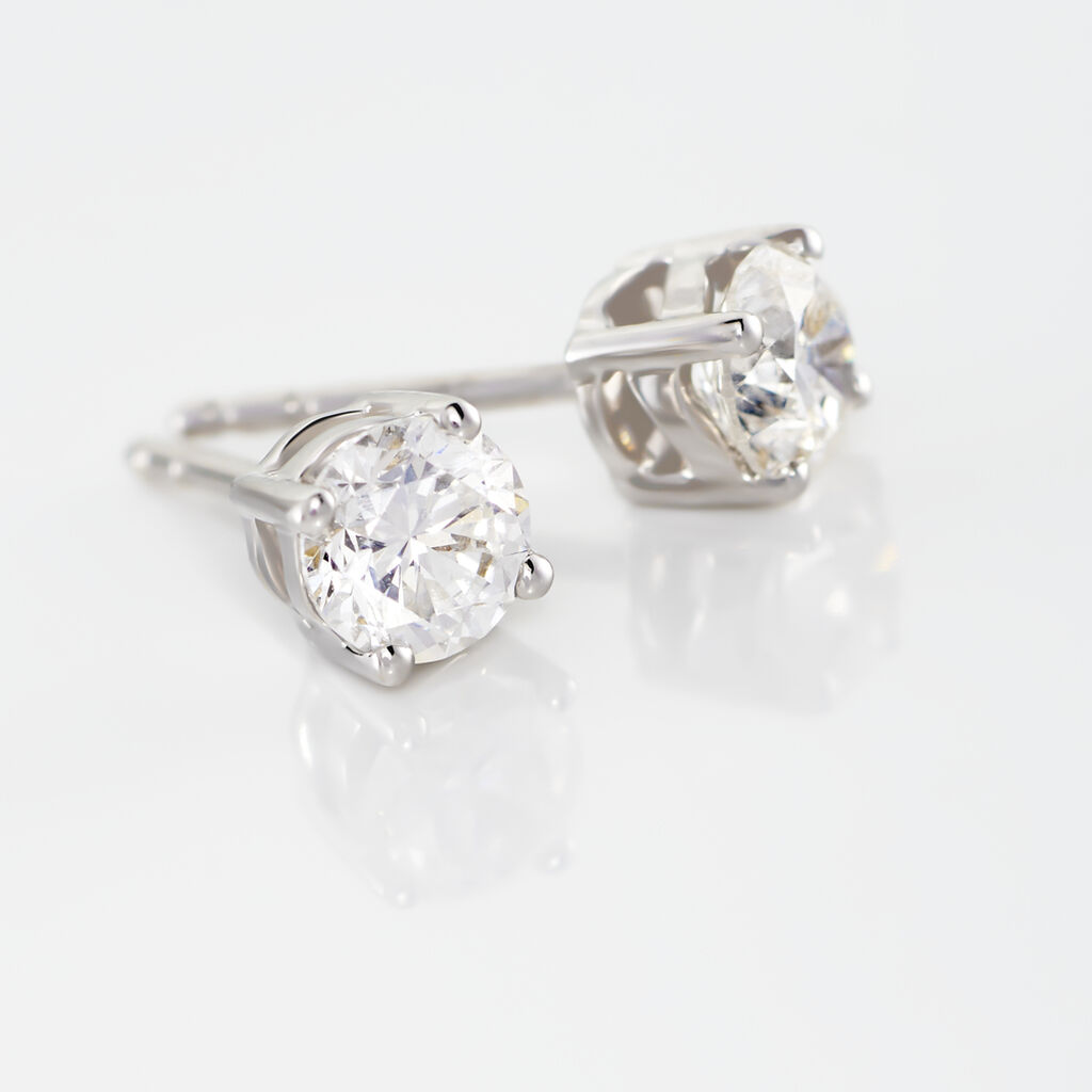 Boucles D'oreilles Puces Victoria Or Blanc Diamant - Clous d'oreilles Femme | Histoire d’Or