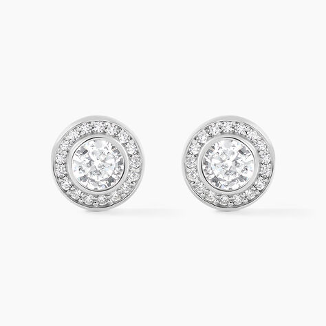 Boucles D'oreilles Puces Marquise Argent Blanc Oxyde De Zirconium - Boucles d'oreilles fantaisie Femme | Histoire d&rsquo;Or