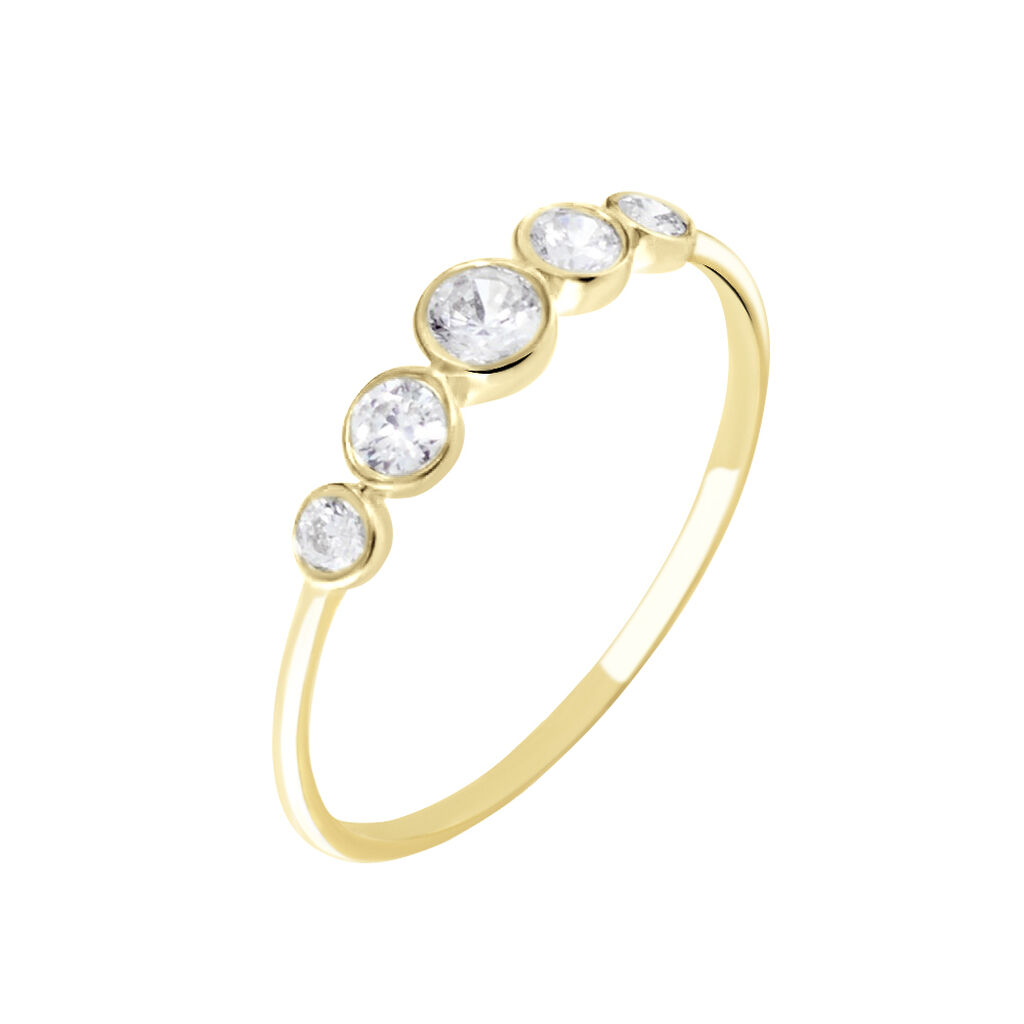 Bague Or Jaune Sabinus Oxydes De Zirconium - Bagues avec pierre Femme | Histoire d’Or