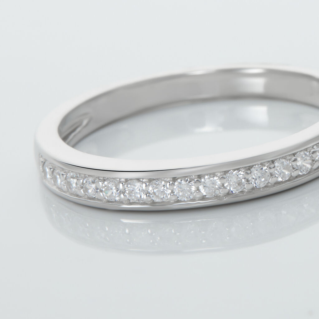Demi Alliance Heket Argent Blanc Oxyde De Zirconium - Bagues avec pierre Femme | Histoire d’Or