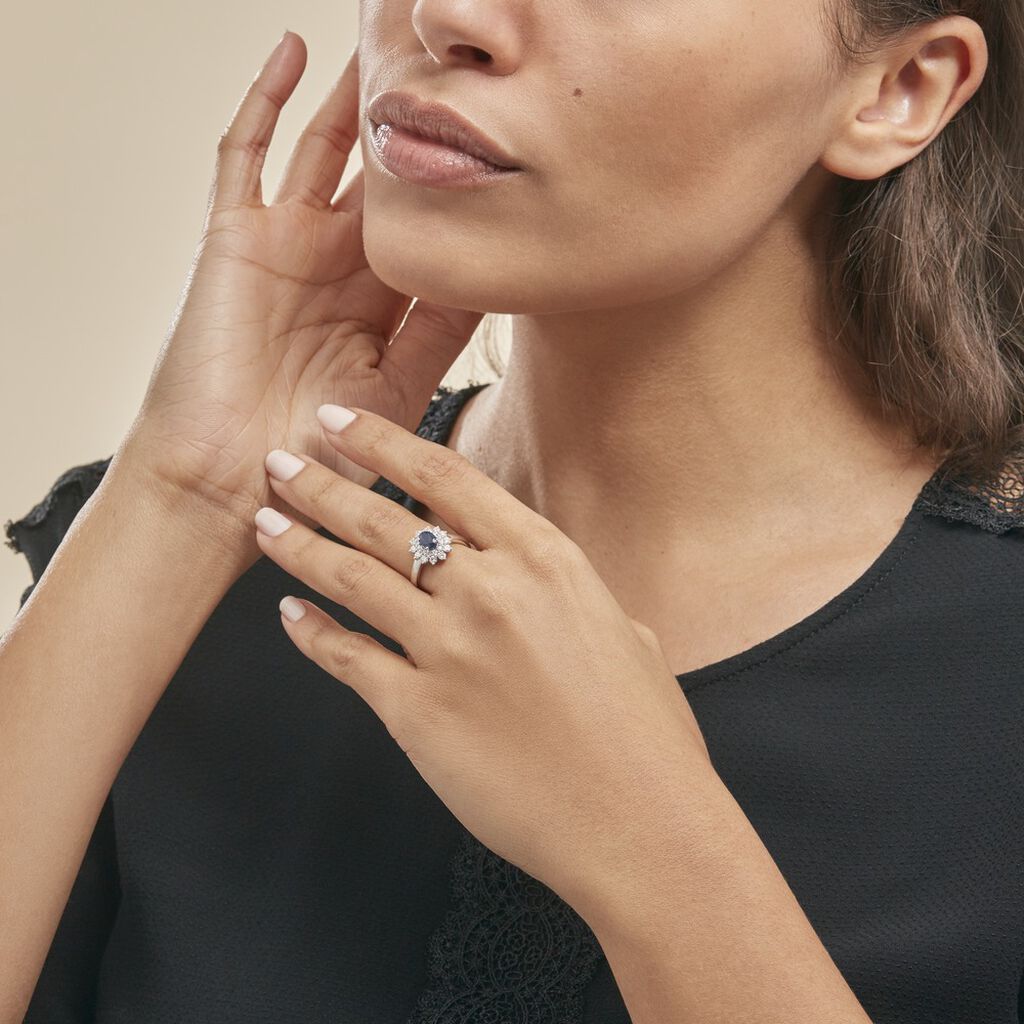 Bague Ivan Or Blanc Saphir Et Diamant - Bagues solitaires Femme | Histoire d’Or