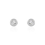 Boucles D'oreilles Puces Eden Serti Pneu Or Blanc Oxyde De Zirconium - Clous d'oreilles Femme | Histoire d&rsquo;Or