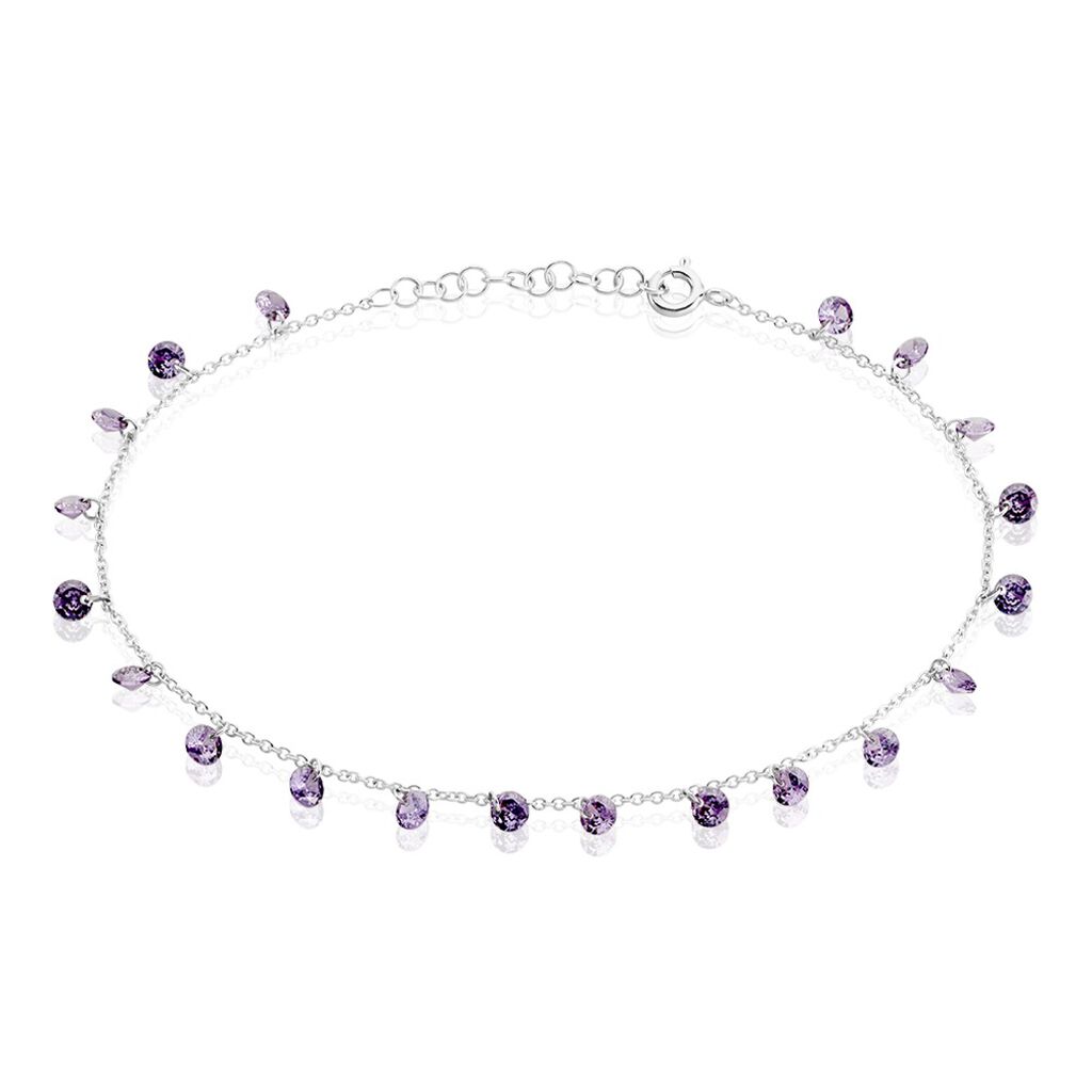 Cha&icirc;ne De Cheville Carolaine Argent Blanc Oxyde De Zirconium - Cha&icirc;nes de cheville Femme | Histoire d&rsquo;Or