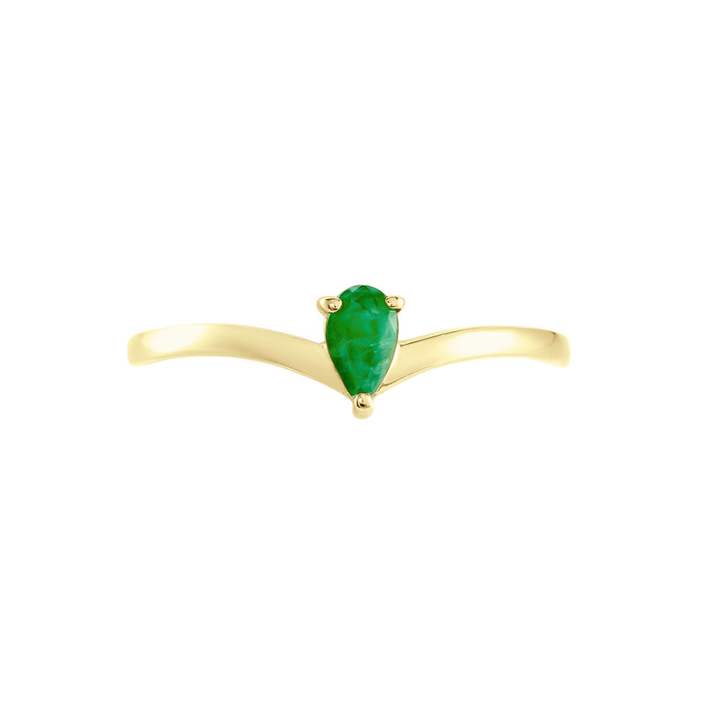 Bague Solitaire Goutte Or Jaune Emeraude - Bagues solitaires Femme | Histoire d’Or