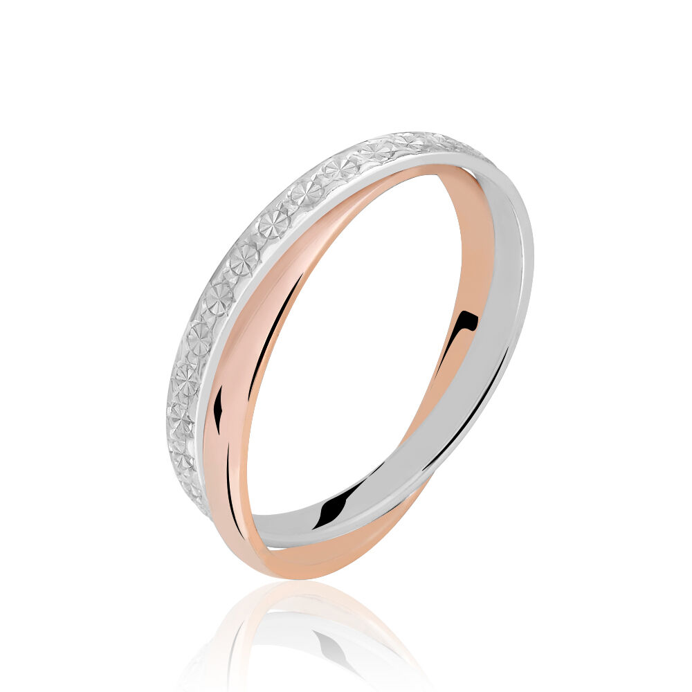 Alliances Or Sans pierre Ruban plat Bicolore 375 1000