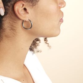 Créoles Anne Lisse Argent Blanc - Boucles d'oreilles créoles Femme | Histoire d’Or