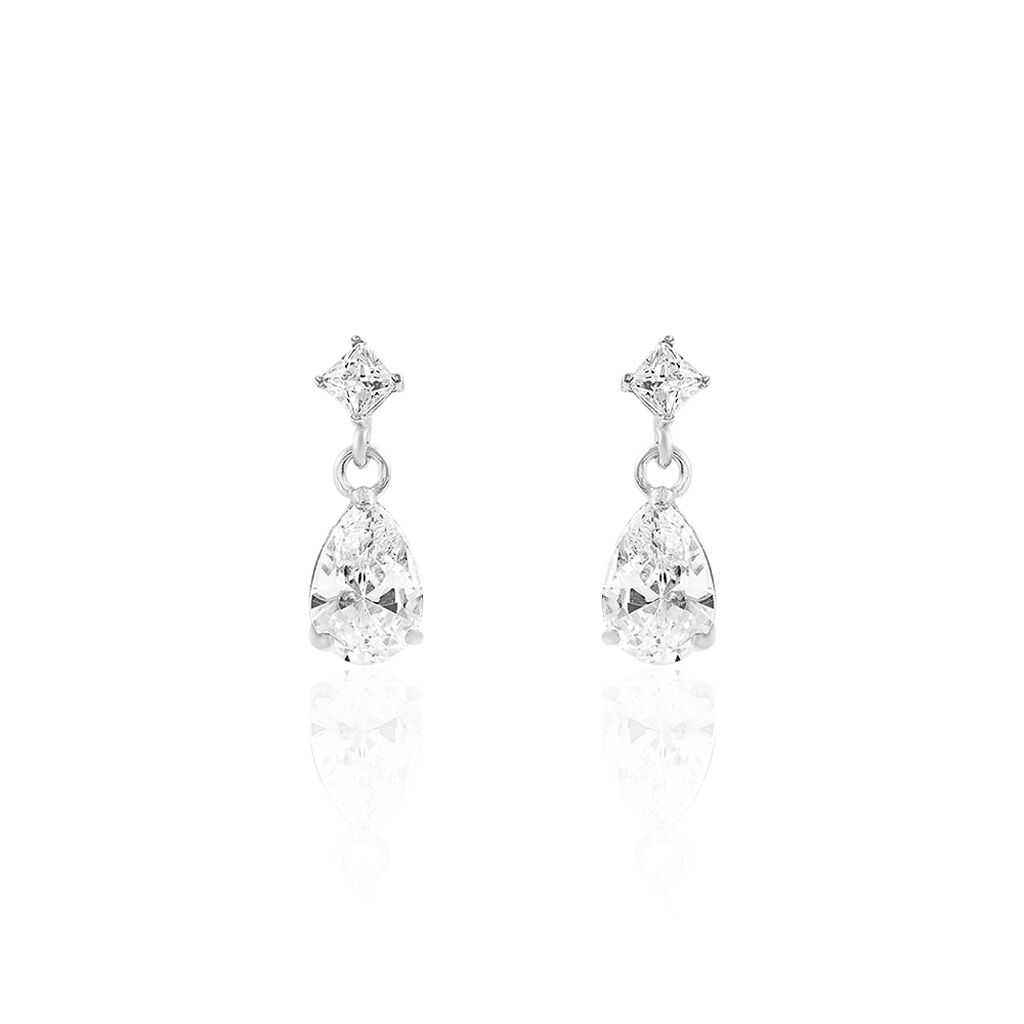 Boucles D'oreilles Pendantes Jordaine Or Blanc Oxydes - Boucles d'oreilles pendantes Femme | Histoire d’Or