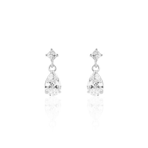 Boucles D'oreilles Pendantes Jordaine Or Blanc Oxydes - Boucles d'oreilles pendantes Femme | Histoire d’Or