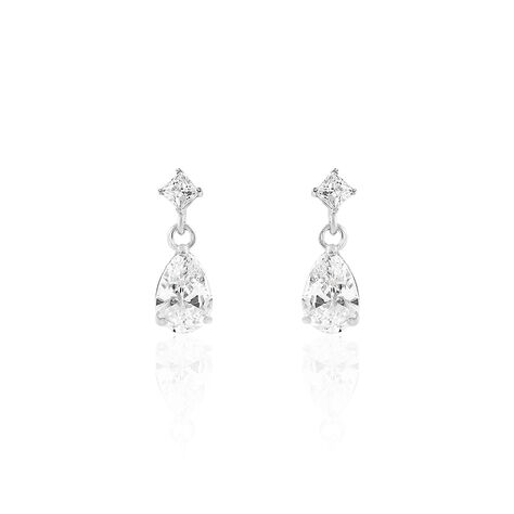 Boucles D'oreilles Pendantes Jordaine Or Blanc Oxydes - Boucles d'oreilles pendantes Femme | Histoire d’Or