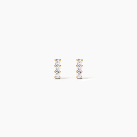 Boucles D'oreilles Puces Youssa Barrettes Or Jaune Oxyde De Zirconium - Clous d'oreilles Femme | Histoire d&rsquo;Or