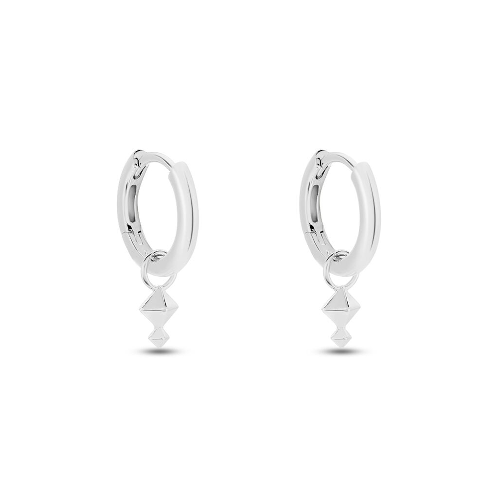 Créoles Olmos Argent Blanc - Boucles d'oreilles créoles Femme | Histoire d’Or