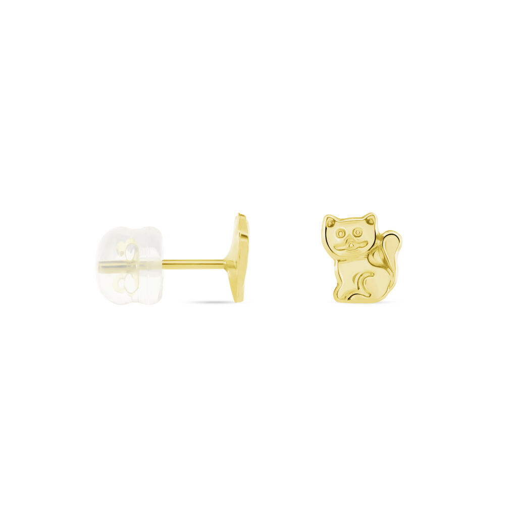 Boucles D'oreilles Puces Florenta Chat Or Jaune - Clous d'oreilles Enfant | Histoire d’Or