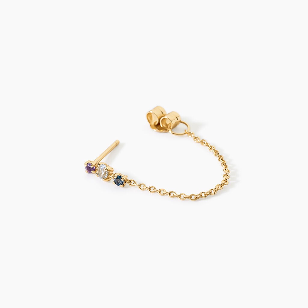 Boucles D'Oreilles Pendantes Tristana Argent Dor&eacute; A L'Or 750/1000 Topaze Am&eacute;thyste - Boucles d'oreilles pendantes Femme | Histoire d&rsquo;Or