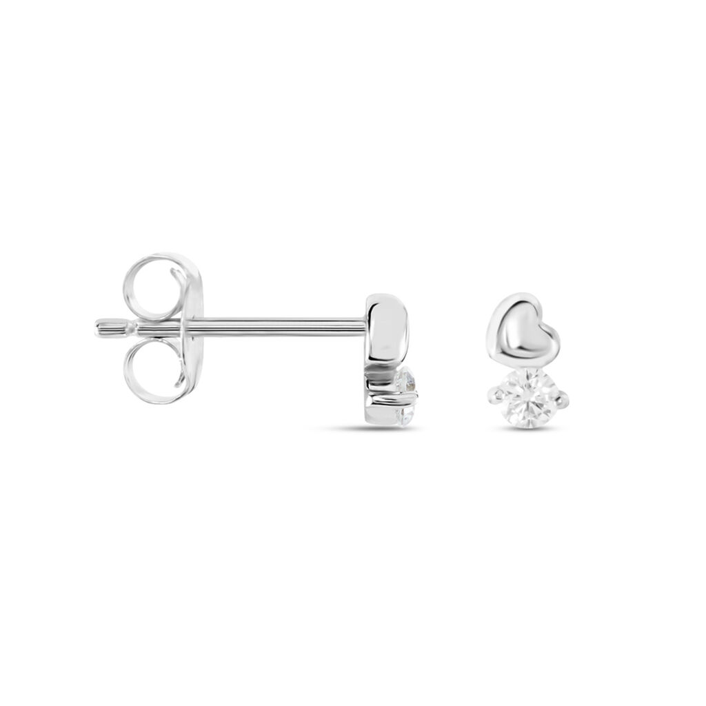 Boucles D'oreilles Puces Amani Argent Blanc Oxyde De Zirconium - Boucles d'oreilles fantaisie Femme | Histoire d’Or