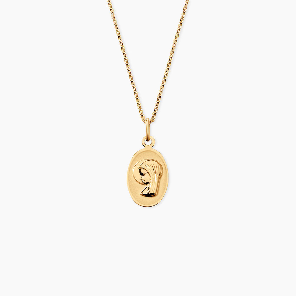Pendentif Vierge Ovale Argent Dor&eacute; A L'Or 750/1000 - Pendentifs Communion Femme | Histoire d&rsquo;Or