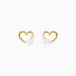 Boucles D'oreilles Puces Or Jaune Fergus Perle De Culture Oxyde - Clous d'oreilles Femme | Histoire d&rsquo;Or