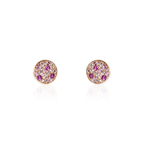 Boucles D'oreilles Puces Nelig Argent Rose Oxyde De Zirconium - Boucles d'oreilles fantaisie Femme | Histoire d’Or