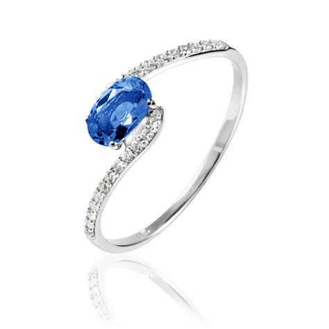 Bague Loriane Or Blanc Saphir Et Diamant - Bagues solitaires Femme | Histoire d&rsquo;Or