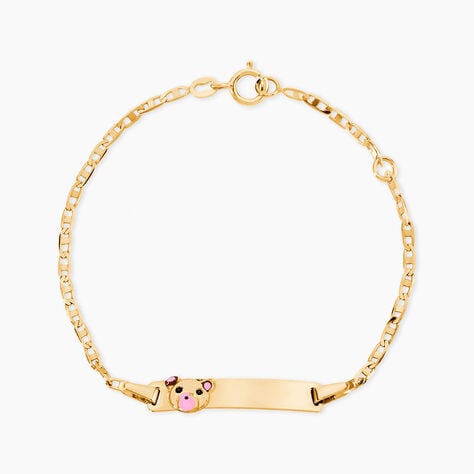 Bracelet Identit&eacute; Euzebia Maille Chemin De Fer Or Jaune - Bracelets Communion Enfant | Histoire d&rsquo;Or