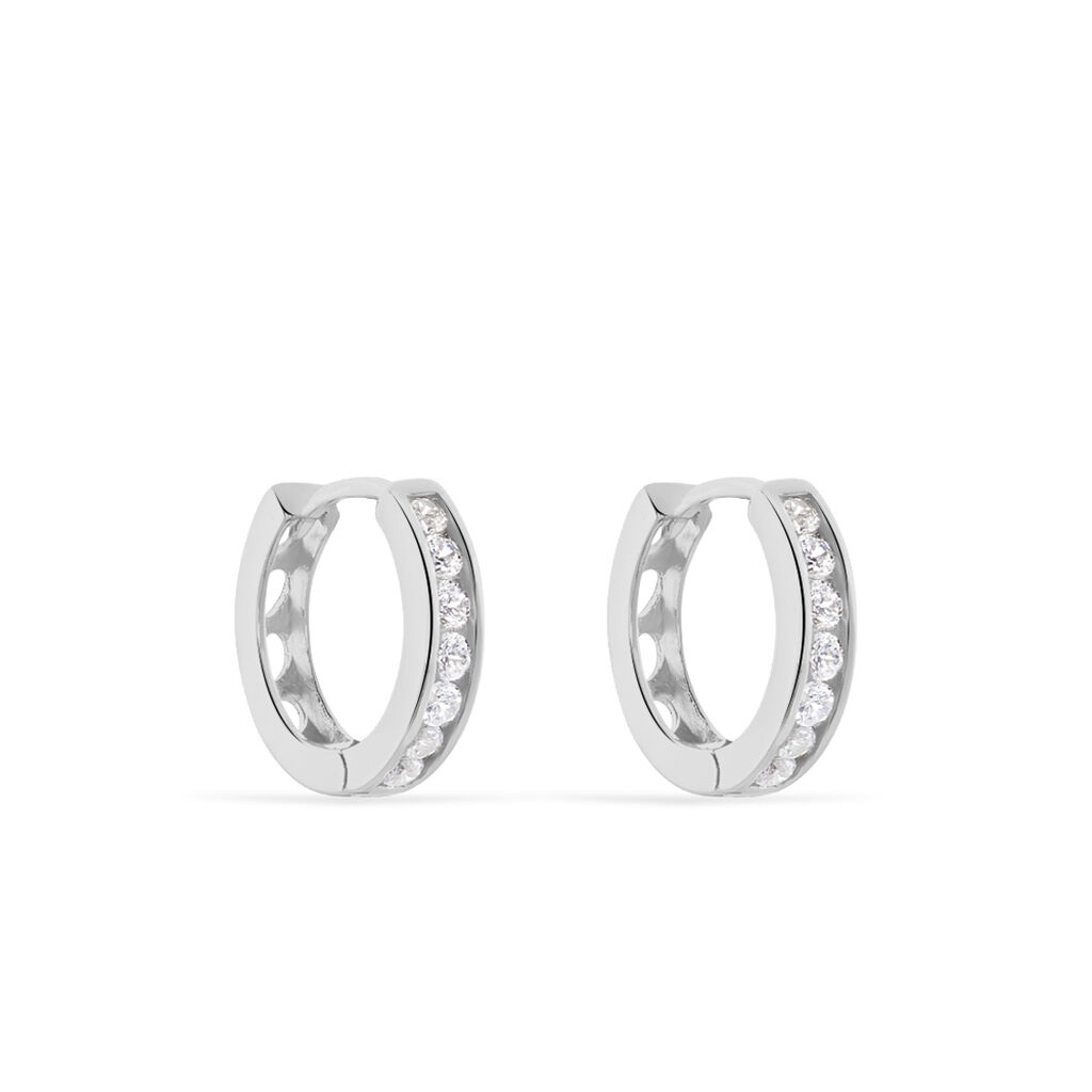 Créoles Anne-sixtine Argent Blanc Oxyde De Zirconium - Boucles d'oreilles créoles Femme | Histoire d’Or