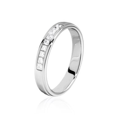 Alliance Serti Pave Or Blanc Diamant