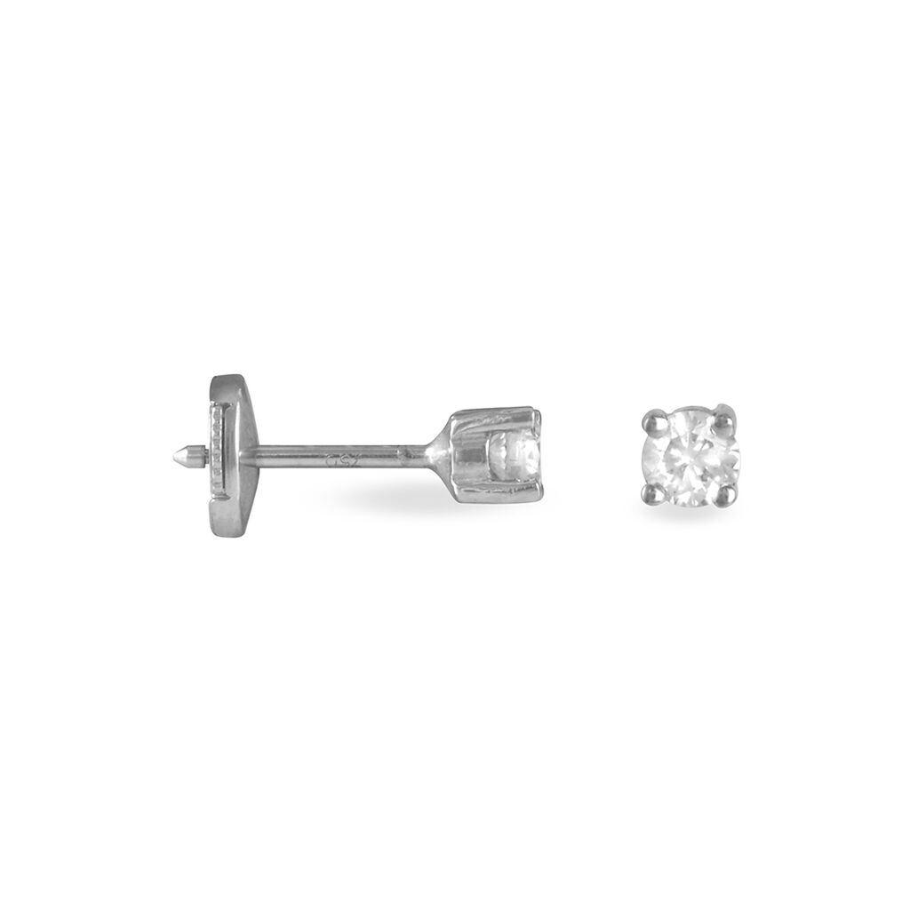 Boucles D'oreilles Puces Clavie Or Blanc Diamant - Clous d'oreilles Femme | Histoire d&rsquo;Or