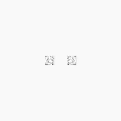 Boucles D'Oreilles Puces One Or Blanc Diamants - Clous d'oreilles Femme | Histoire d&rsquo;Or