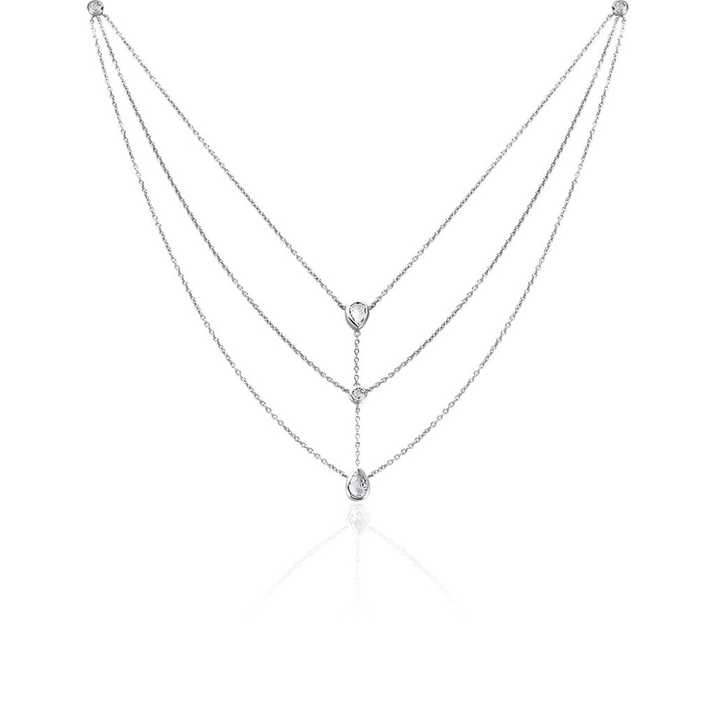 Collier Shanene Argent Blanc Oxyde De Zirconium - Colliers doubles et triples chaînes Femme | Histoire d’Or
